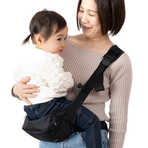 【保育士推薦×コドモエに掲載】抱っこ紐 ヒップシート ショルダーバッグ スリング だっこひも 赤ちゃん 20kg 出産祝い 2WAY plaisiureux(プレジュール) (ブラック)