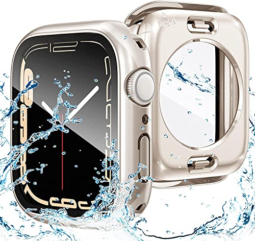 【3 in 1防水設計】Jazolmky 2024 モテル アップルウォッチ液晶保護フィルム 防水ケース 対応 Apple Watch Series 9/8/7 45mm 用 360°保護 ケース 防水防塵ケース PCフレーム 一体型 カバー 耐衝撃 指紋防止