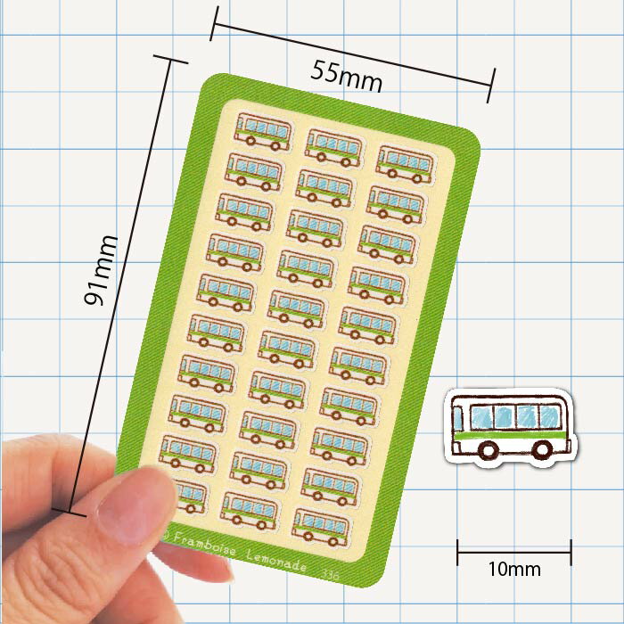 [19336]バスみどり【ミニミニセレクト】手帳シール