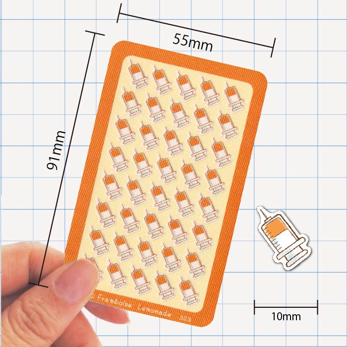 [42323]注射＊オレンジ【ミニミニセレクト】手帳シール