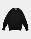 ウイリアム ロッキー【William Lockie】 MERINO WOOL CREW NECK(ブラック)メンズ ニットウエア メリノウール クルーネック