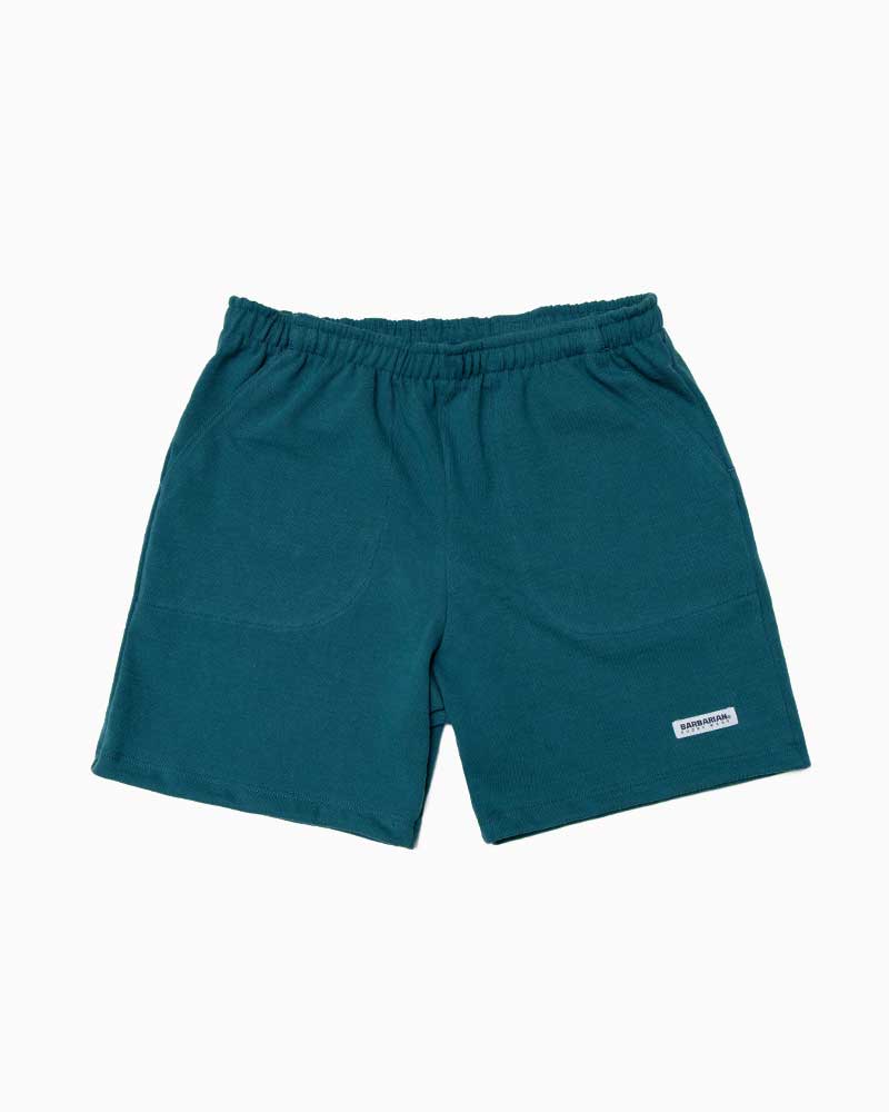 バーバリアン12oz SHORT PANTS / WSE01 (ティール)　メンズ　パンツ　へヴィーウエイトコットン　ニットパンツ　ショートパンツ　無地