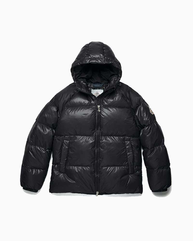 ピレネックス【PYRENEX 】-French Duck Down- STEN 3 SHINY (ブラック) メンズ ステン 3 シャイニー シャイニーナイロン フーデッド ダウンジャケット オーバーサイズ フレンチダックダウン