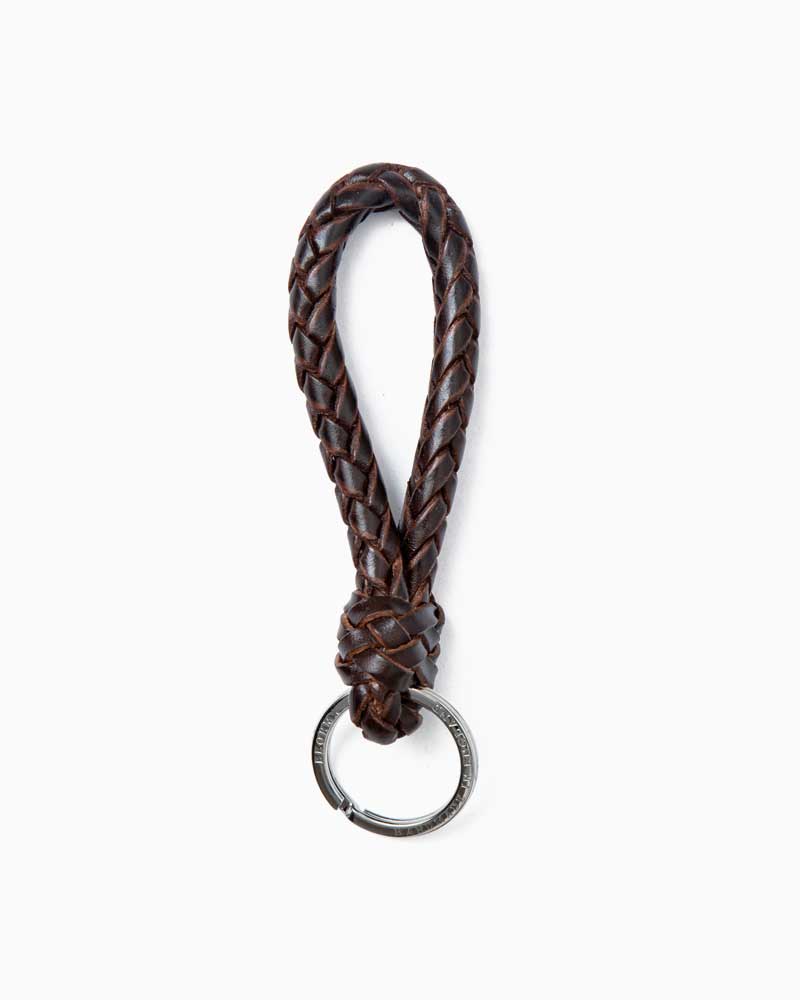 べオーマレザーカンパニー【BEORMA LEATHER COMPANY】型番:P0075(ダークブラウン) プライテットキーフォブ キーホルダー カウハイド 手編み 牛革 男女兼用