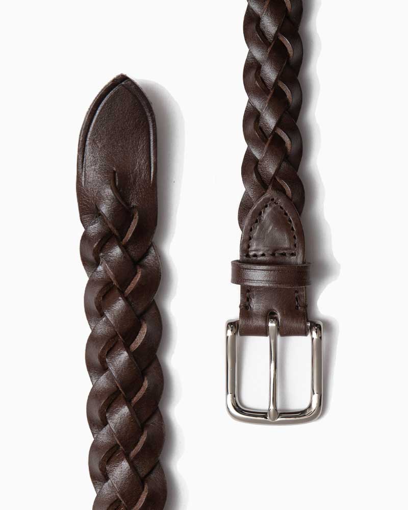 フレームショップのべオーマレザーカンパニー【BEORMA LEATHER COMPANY】型番：P0099（ダークブラウン)　メッシュベルト　30mm　カウハイド　牛革　男女兼用｜アングル2