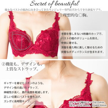 下着 補正下着 レディース ブラジャー 単品ブラジャー ブラ 単品 ブラジャー単品 ブラ単品 補正 らくらく補正 脇肉補正 脇肉 脇高 レース 大きいサイズ アンダー大きいサイズ クリスマス クリスマスイブ イブ デート プレゼント ギフト 赤 fran