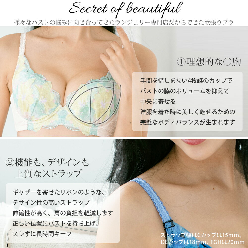 GRACE Clematis　～ らくらく補正 グレース クレマチス ～ ブラジャー フラン レディース 下着 ブラジャー 単品 ブラ ブラジャー 大きいサイズ E80 E85 3