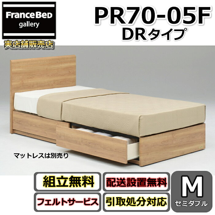 フランスベッド ベッドフレーム PR70-05F【開梱組み立て設置無料】セミダブルサイズ 引き出し付き DRタイプ 収納ベッド