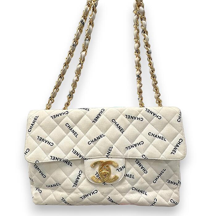 【最終値下げ品】CHANEL シャネル デカ マトラッセ キャンバス チェーン ショルダーバッグ シングルフラップ 【中古】【801】