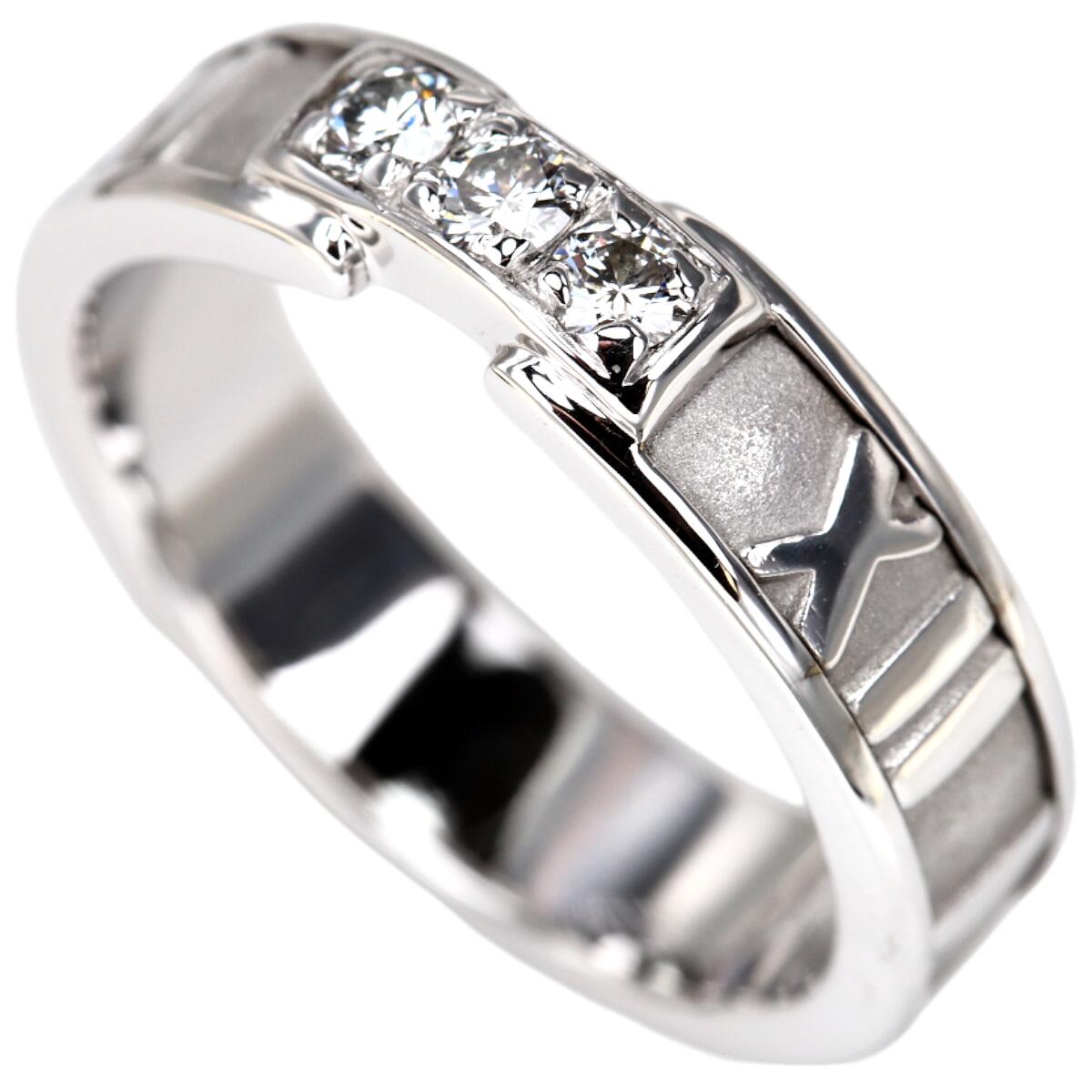 ティファニー アトラス ニューメリック ダイヤモンド リング 750 12.5号 ダイヤ 3pc K18 ホワイトゴールド【中古】【JW1254】