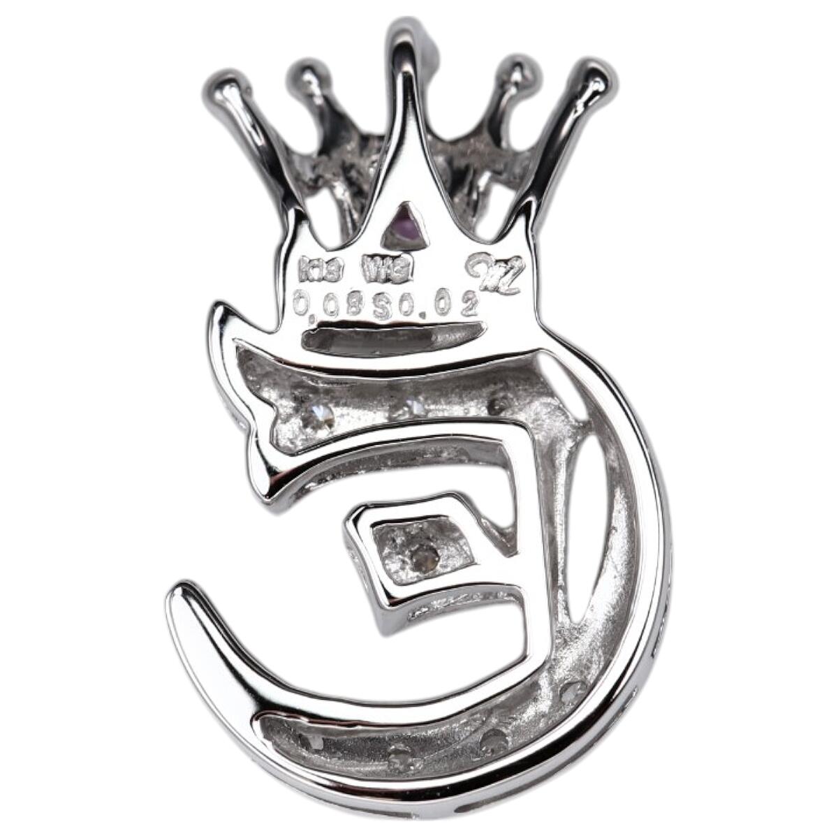 4/14〜4/17 お買い物マラソン【ポイント2倍】笠原真寿美 ペンダントトップ ダイヤモンド 0.08ct ピンクサファイア 0.02ct K18WG クラウン 王冠 ダイヤ ホワイトゴールド【中古】【JW1489】