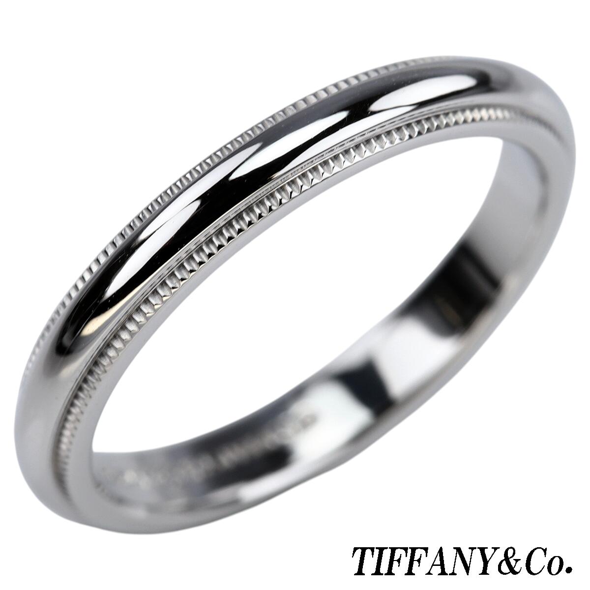 11/20～11/27 ブラックフライデー 【ポイント最大5倍】ティファニー トゥギャザー ミルグレイン バンド リング Pt950 プラチナ TIFFANY&Co. 【中古】【JW1891】