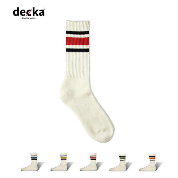 decka / 80's Skater Socks スケーターが一つのカルチャーとして成熟した8 0 年代。 7 0 年代に主流だった1 9 インチのハイソックスに変わり普及していった ミドル丈のスケーターソックス。 8 0 年代の西海岸の雰囲気に足された品質が程よい違和感を演出している。decka / デカ 靴下らしい靴下を提案しているソックスブランド“decka”(デカ)。 質の高いベーシックを限られた製造背景の中で表現。 「一流の脇役」と捉えた靴下づくりは、 主役を引き立たせるために誰とでも合わせられる名脇役のように。 服や靴が主役。靴下は脇役。 服との調和を大切にしたモノづくりを行っています。 decka / 80's Skater Socks スケーターが一つのカルチャーとして成熟した8 0 年代。 7 0 年代に主流だった1 9 インチのハイソックスに変わり普及していった ミドル丈のスケーターソックス。 8 0 年代の西海岸の雰囲気に足された品質が程よい違和感を演出している。 サイズ Size.1 (21.5-24.5cm) 高さ(約25cm) Size.2 (25-28cm) 高さ(約27cm) 生産国 日本製 素材 コットン82% / ポリエステル16% / ポリウレタン2% 商品説明 スケーターが一つのカルチャーとして成熟した8 0 年代。 7 0 年代に主流だった1 9 インチのハイソックスに変わり普及していった ミドル丈のスケーターソックス。 8 0 年代の西海岸の雰囲気に足された品質が程よい違和感を演出している。 ご注意 ・カラーはモニター環境によって多少現品と異なる場合が御座いますので、予めご了承下さい。 ・当商品は、縫製部分から糸が出ているなどある場合が御座います、お買い上げの際は予めご了承のほどよろしくお願いいたします。 ・こちらの商品は実店舗と在庫を共有している為、ご注文いただいた際に売り違いの為完売していることがありますので予めご了承ください。 【ご注意事項】※セール商品ならびにクーポン利用でご購入の商品の返品・交換はお受けしかねますので、あらかじめご了承くださいませ。※セール期間時は注文が一度に入る可能性がありますので、ご購入いただけても在庫がなくなっている場合がございます。あらかじめご了承くださいませ。