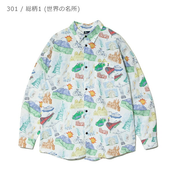 10%OFF / ゴースローキャラバン / 40/-ブロード総柄プリントR/Gシャツ / 340217 / go slow caravan / 長袖シャツ / 総柄 / 2025春夏