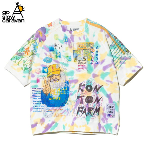 Rakuten - 20%OFFクーポン対象 / go slow caravan ゴースローキャラバン / 32/1三本引き揃えヘビー天竺TIE DYE 落書きカオス ラグラン TEE / 362612 / Tシャツ / 半袖 / コットン / ヘビー天竺 / タイダイ染め / メンズ / 2026春夏
