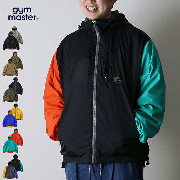 gym master / リバーシブルナイロンフードジャケット しっかりしていながら軽いナイロン素材は、Tシャツの上から羽織って軽アウターとして、 アウターの中にレイヤーとして、幅広いコーディネートを楽しんでいただけます。 裾にはドローコードがついていて形も決まりやすく防風フィルムが入っているので保温効果も高めてくれます。 リバーシブル仕様でまったく違った印象になるので気分でいろいろ着こなしを楽しめるおススメの商品です。gym master / ジムマスター 1916年創業のカナダ：ノバスコシア州のファクトリーブランドとして誕生したgym master。 高度なニッティング技術により、はじめは地元の警察官や消防士たちのアンダーウェアとして やがてアスレチックウェア全般を手がける一大メーカーとして成長を遂げ現在にいたります。 カットソーのクオリティーの高さで定評を得る一方、素材にもこだわったアスレチックウェアを表現。ベーシックながらも、素材やブランド特有のカラー表現によっていつも袖を通したくなるような魅力あるアイテムを 提案。クラシカルなスポーツスタイルであるスウェットアイテムをタウンユースとして再構築し、 バッグや雑貨まで幅広く展開。 ライフスタイルをも発信できるブランドとして成長中。 gym master / リバーシブルナイロンフードジャケット しっかりしていながら軽いナイロン素材は、Tシャツの上から羽織って軽アウターとして、 アウターの中にレイヤーとして、幅広いコーディネートを楽しんでいただけます。 裾にはドローコードがついていて形も決まりやすく防風フィルムが入っているので保温効果も高めてくれます。 リバーシブル仕様でまったく違った印象になるので気分でいろいろ着こなしを楽しめるおススメの商品です。 サイズ 肩幅 そで丈 総丈 身幅 重量 M 47.5cm 62cm 67.5cm 54cm 350g L 51cm 64cm 71.5cm 56.5cm 350g XL 52.5cm 65cm 74cm 59cm 350g ※平置きでの採寸サイズとなります。 ※サイズは日本規格サイズです。製造上サイズ表より2〜3cm程度前後することがございますのでご了承ください。 素材 コットン99% ポリウレタン1% 生産国 Made in CHINA 商品説明 しっかりしていながら軽いナイロン素材は、Tシャツの上から羽織って軽アウターとして、 アウターの中にレイヤーとして、幅広いコーディネートを楽しんでいただけます。 裾にはドローコードがついていて形も決まりやすく防風フィルムが入っているので保温効果も高めてくれます。 リバーシブル仕様でまったく違った印象になるので気分でいろいろ着こなしを楽しめるおススメの商品です。 ご注意 ・カラーはモニター環境によって多少現品と異なる場合が御座いますので、予めご了承下さい。 ・当商品は、縫製部分から糸が出ているなどある場合が御座います、お買い上げの際は予めご了承のほどよろしくお願いいたします。 ・こちらの商品は実店舗と在庫を共有している為、ご注文いただいた際に売り違いの為完売していることがありますので予めご了承ください。 【ご注意事項】※セール商品ならびにクーポン利用でご購入の商品の返品・交換はお受けしかねますので、あらかじめご了承くださいませ。※セール期間時は注文が一度に入る可能性がありますので、ご購入いただけても在庫がなくなっている場合がございます。あらかじめご了承くださいませ。