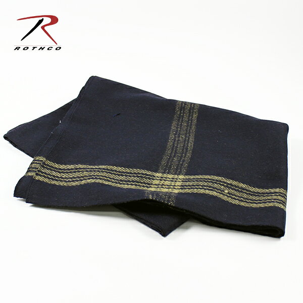 ロスコ ブランケット ROTHCO ロスコ / WOOL BLANCKET (NAVY/GOLD STRIPE) (ブランケット ひざ掛け 大判 毛布 157×203cm ウールブランケット) (ROTHCO1081)