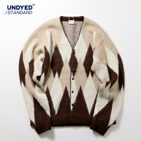 30%OFF / UNDYED STANDARD / ALPACA JQD BRASH CDGN アルパカジャガードブラッシュカーディガン / アーガイル / ...