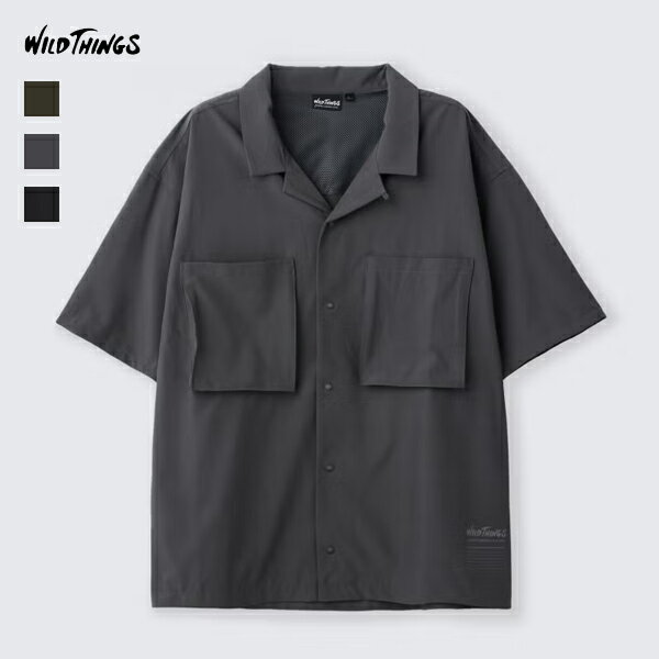 Rakuten - 20%OFFクーポン対象 / ワイルドシングス WILDTHINGS / OPEN COLLAR POCKET SHIRT オープンカラーポケットシャツ / WT26041AD / UVカット ストレッチ性 イージーケア / メンズ / 2026春夏