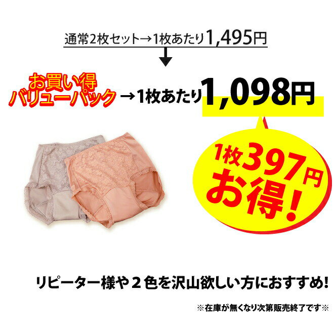 【全品ポイント10倍!スーパーSALE期間中】【2枚組×3セット】失禁ショーツ レディース セット 女性用 【スタイルセレブリティ 吸水消臭ショーツ 東洋紡の吸水性繊維ランシール使用】2色組 おしゃれ 尿漏れ 尿漏れパンツ 失禁ショーツ