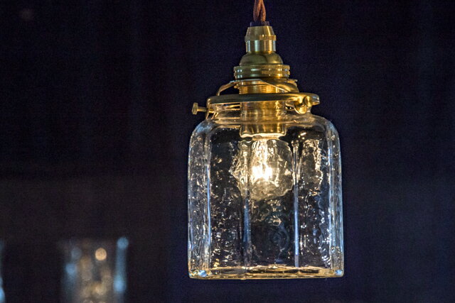 安土草多 吹きガラス ペンダントライト E17 十角筒瓶 az-l22-01 照明 ランプシェード ダイニング 作家物