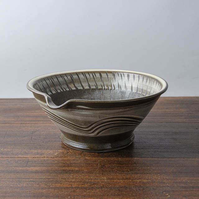 小鹿田焼 坂本工窯 七寸すり鉢 01 飛び鉋 白