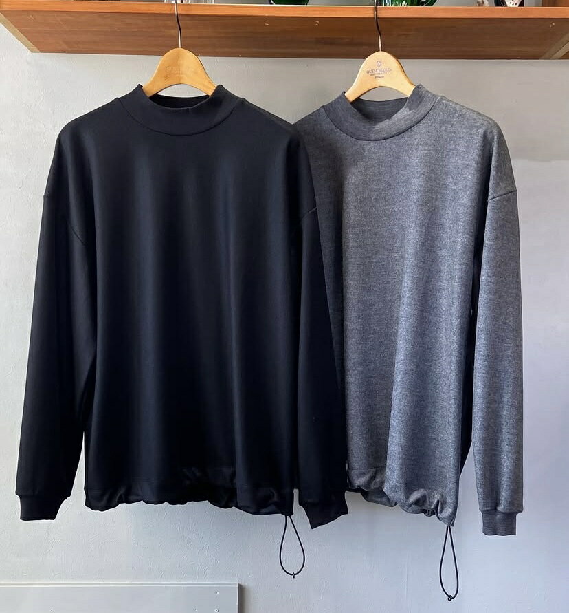 Rakuten - LAMOND ラモンド Drwst Mock Neck Wool Long Tee lamond モックネック ウォッシャブルウールモックネックカットソ Charcoal black ジャケット インナー 保温