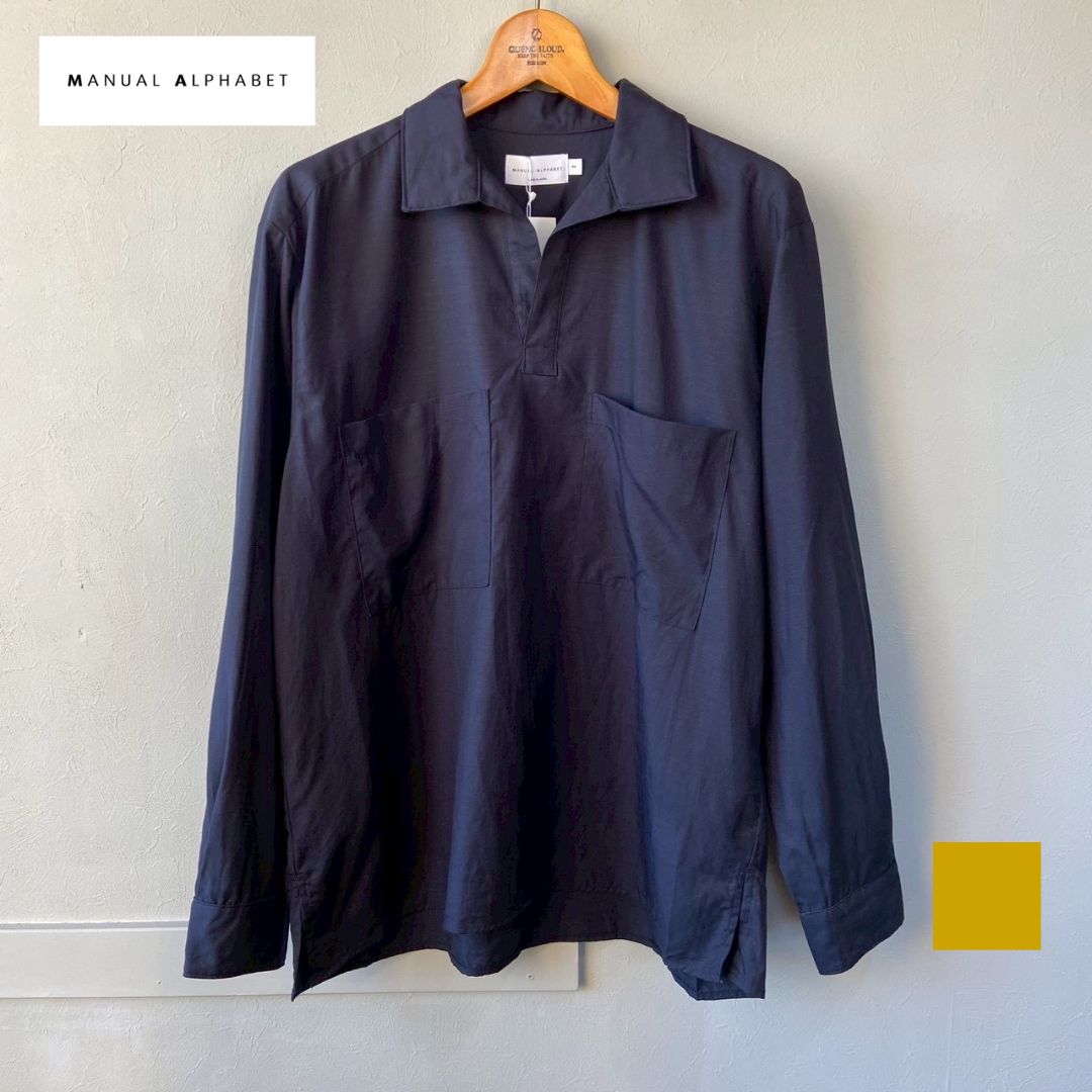 Rakuten - 【ポイント5倍!!】Manual alphabet マニュアルアルファベット SLUB POPLIN P/O SHIRTS スラブ ポプリン プルオーバーシャツ かぶりシャツ ユニセックス