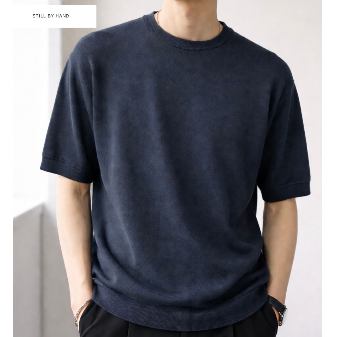 Rakuten - 【ポイント5倍!!】STILL BY HAND スティルバイハンド サマーニット 半袖 Tシャツ/ KN02261 - TEAL BLUE 半袖ニットTシャツ Half sleeve knit t-shirt