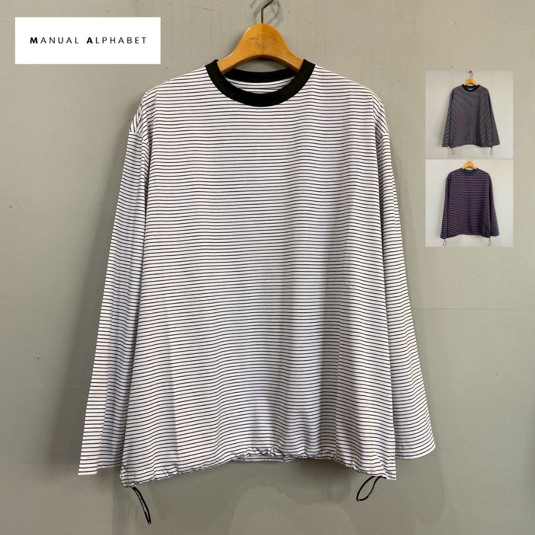 Rakuten - manual alphabet マニュアルアルファベット ボーダーTシャツ HIGAUGE BORDER SPINDLE L/S TEE　ハイゲージ ボーダー スピンドル ロングスリーブT