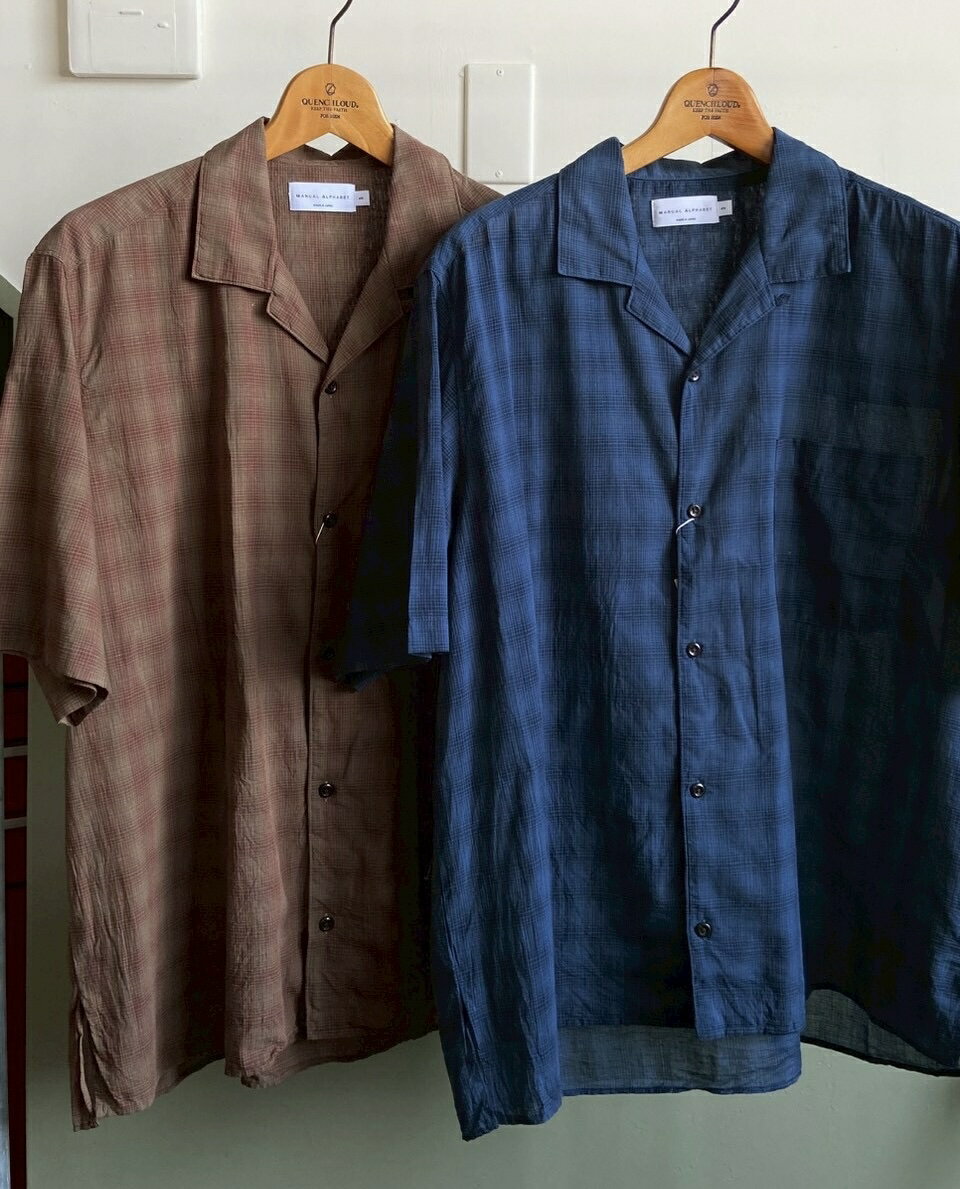 Rakuten - manual alphabet マニュアルアルファベット コットン/シルク オープンカラー ショートスリーブシャツ C/S LAWN S/S OPEN COLLAR SHIRTS チェックシャツ