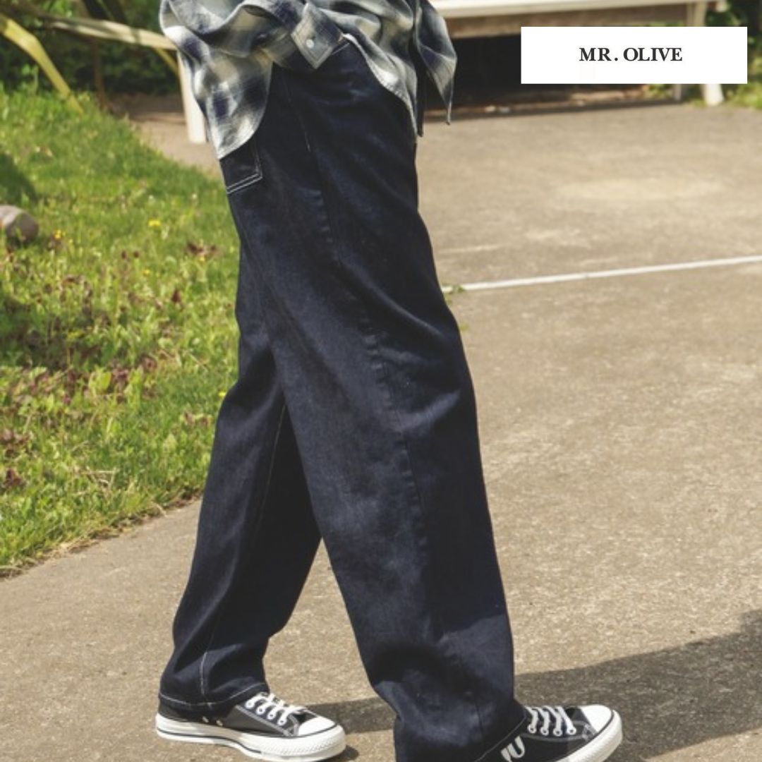 MR.OLIVE ミスターオリーブ デニム ワイドデニム RINSE WASH 12oz CRUNCH DEINIM / WIDE TAPERED BELTED JEANS / M253109