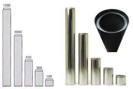 薪ストーブ用 二重断熱煙突 SF直筒（スーパーミンサム）500mmロッキングバンド付き黒塗装 nsf-056B