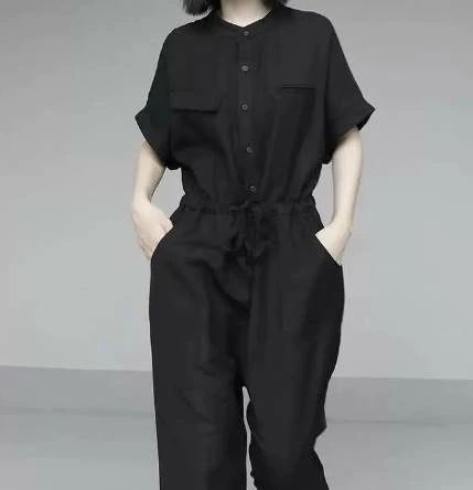 ジャンプスーツ ストレートパンツ 襟あり スリム ハイウエスト ウエストマーク 大人可愛い きれいめ 上品 大人女