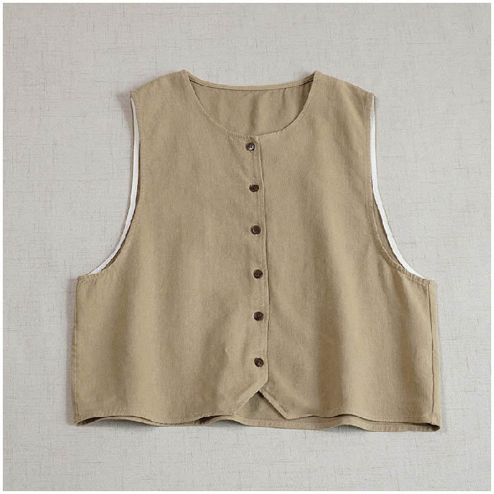 フラウ 楽天市場店のジレ レディース 春 夏 秋 ジレ ベスト 綿麻 ベスト トップス 綿 麻 羽織り ノースリーブ リネン コットン 重ね着 ベス｜アングル2