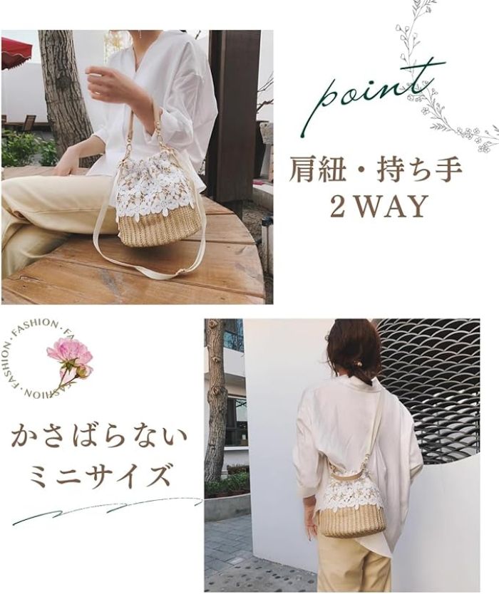フラウ 楽天市場店のミニバッグ バケツ型ハンドバッグ 2way 手提げ/肩掛け 巾着袋 着物 浴衣用 かわいい巾着バッグ 夏祭り 成｜アングル3