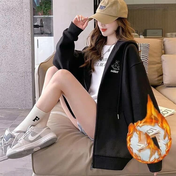 フラウ 楽天市場店のジップアップパー 可愛い 大きめ ジップパーカー ゆったり トレーナー スウェット フード付き ジップアップ レディース パーカー｜アングル2