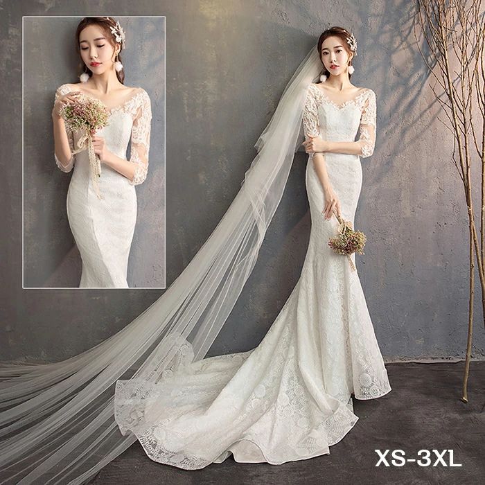 会 結婚式 前撮り 編み上げ 二次会ドレス 花嫁ドレス ウェディングドレス 冬 秋 五分袖 トレーン ーメイド