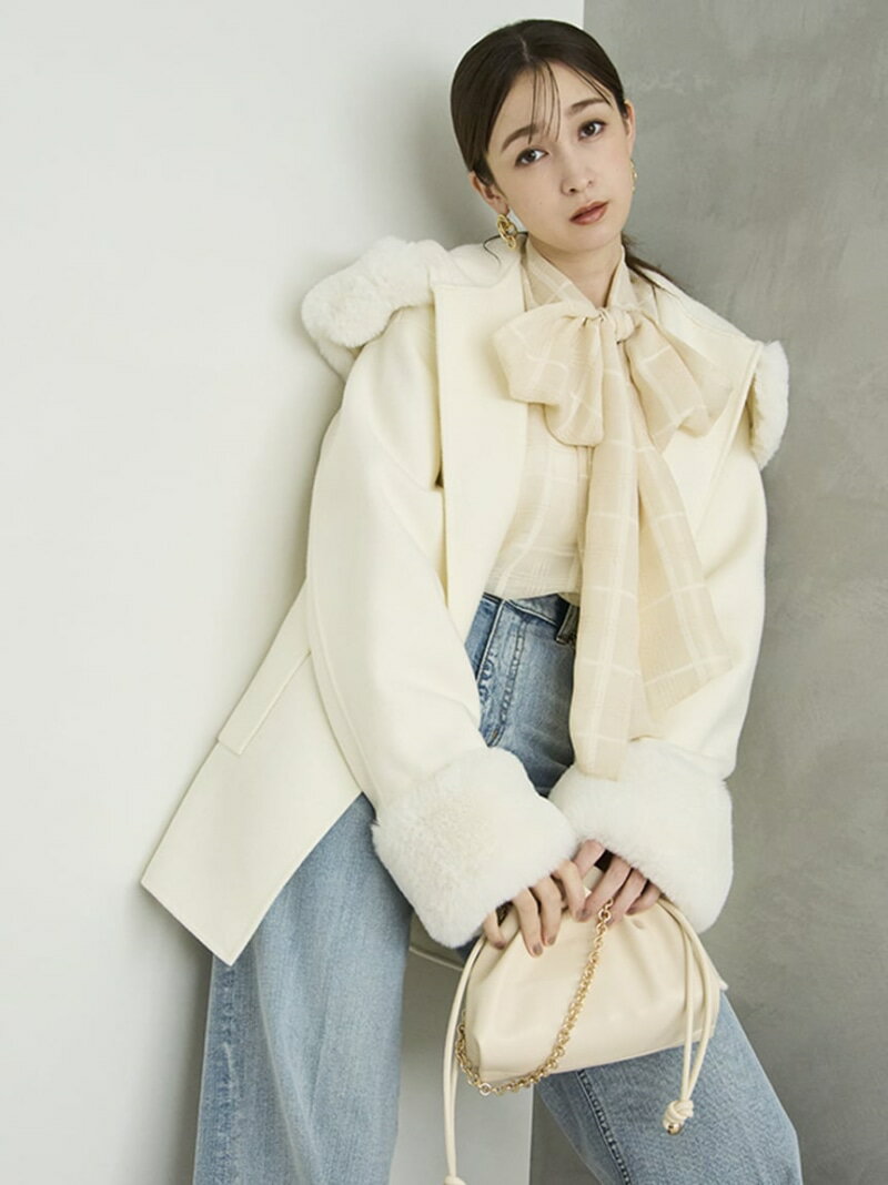 【WEB限定カラー】ファーリバーミドルコート FRAY I.D フレイ アイディー ジャケット・アウター その他のジャケット・アウター ホワイト ピンク【送料無料】[Rakuten Fashion]のサムネイル