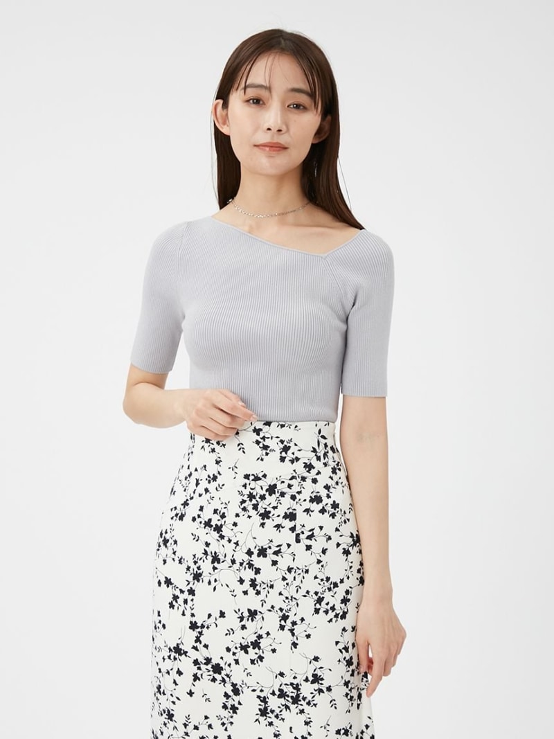 【SALE／30%OFF】アシメデコルテリブニット FRAY I.D フレイ アイディー トップス ニット グレー ホワイト ピンク ネイビー【RBA_E】【送料無料】[Rakuten Fashion]