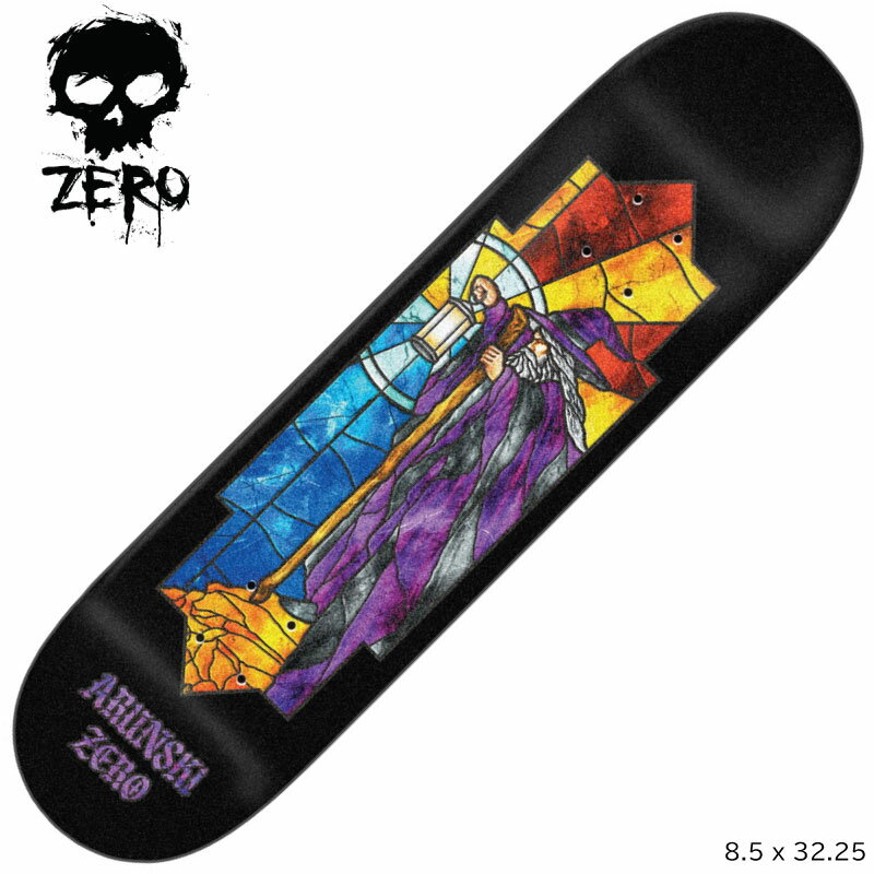 ゼロ スケートボード ZERO SKATEBOARDS ARUNSKI STAINED GLASS 8.5inch RESIN-7 SKATE BOARD DECK 根附海龍