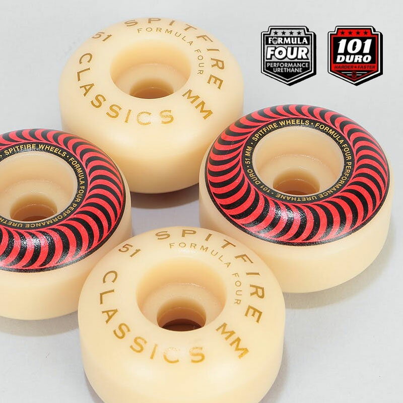 スピットファイアー ウィール SPITFIRE WHEEL FORMULA FOUR F4 CLASSIC 101D 51mm red スケボー SKATEBOARD スケートボード スピットファイヤー ウィール
