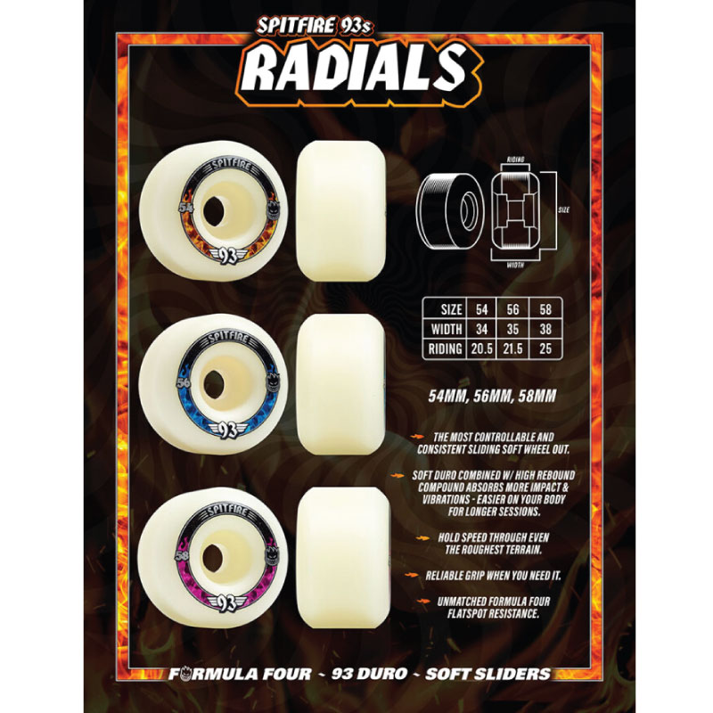 スピットファイアー ウィール SPITFIRE WHEEL F4 93DURO RADIALS 54mm スケボー SKATEBOARD スケートボード 2