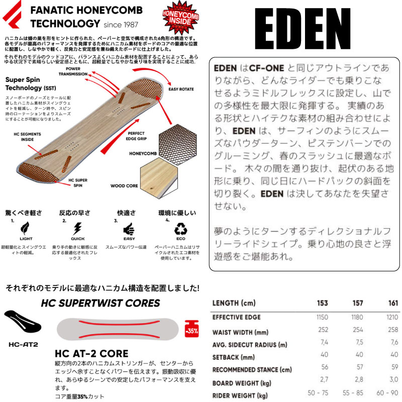 FANATIC EDEN ファナティック エデン 21-22SNOWBOARD スノーボード 板 グラトリ ラントリ カービング パウダー 2021-2022 チューン