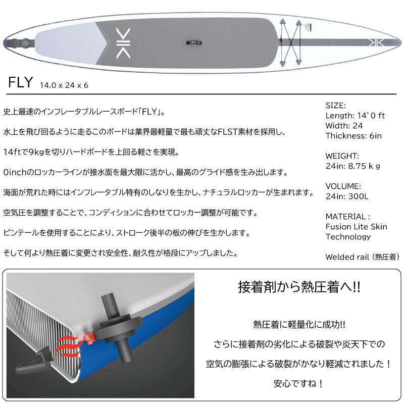 2024 コクア サップ KOKUA SUP レース ツーリング モデル KOKUA FLY 14’0 x 24 SUP熱溶着インフレータブル サップボード スタンドアップパドルボード スピードを求める方にオススメ 早期特典 1年の修理保証付き 3