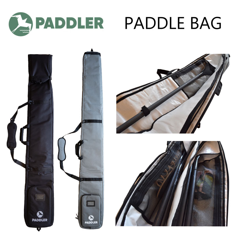 PADDLERより大容量のPADDLE BAGが新登場！ ・フロントにはフィンやドライバーなどの小物類が入るポケットがついており、その前面にはネームホルダーも付属。遠征の際に迷子になっても一安心。 ・肩が痛くなりにくいようウェット生地の柔らかい素材でできていつショルダーストラップ ・200cmのパドルまで収納できるサイズですが、短いパドルを入れても先端を折り曲げて縛ればコンパクトに仕上がります。 ・ケース内にはブレード保護用のポケットが両側に、そして真ん中にはライナーがついているので、合計4枚のパドルのブレードを接触させずに収納することができます。 ・またシャフトを固定するホルダーが両側についているので、中でシャフトが遊んでしまうことも防ぐことができます。 ・バッグ内部のメッシュポケットにもリーシュなどの小物やジャージ、タオル類を収納することができます。 ・パドル4本・フィン・リーシュ以外にも、ジャージやウェットスーツ、などの衣類も収納することができる余裕があるので、SUPギアは全てこのパドルバッグに詰めて国内外のレースに持ち運ぶことができます。ご注文前に必ずお読み下さい。 ●商品の在庫について 稀に、売り違いにより、在庫完売してしまう場合がございます。予めご了承ください。 ●返品・交換について 当店では初期不良以外のお客さま都合 による返品交換は一切お受けしておりません。 モデル、サイズ等を確認の上でのご注文をお願いいたします。 メーカー取り寄せの場合、お届けまでにお時間を頂く場合がございますので、お急ぎの場合はご注文前に在庫・納期の確認をお願いいたします。 申し訳ございませんが、以上の事を予めご了承の上、当店をご利用下さいませ。 商品のご購入に関してサイズ感や在庫等についてご質問があります場合は、ご遠慮なく電話・メールにてご連絡下さい。 《送料無料について》 離島への発送の場合は別途送料が発生いたします。予めご了承ください。