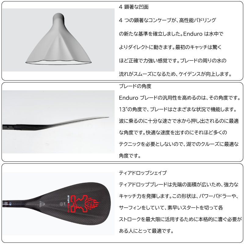 フリーク OUTDOOR&SUP&SNOWのスターボード パドル ハイブリット パドル STARBOARD ENDURO TIKITECH SUN HYBRID CARBON 1pc paddle オールラウンドパドル サーフ リバー｜アングル2