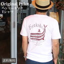 Tシャツ ヘンリーネック 半袖 厚手 夏服 | メンズ レディース 綿100％ コットン 鯨 クジラ くじら ホエール プリント おしゃれ かっこいい かわいい ブランド Freaks&co. 大きいサイズ ゆったり 白 黒 M L アメカジ ネコ目ボタン 楽ちん デイリー ギフト プレゼント