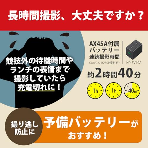 SONY(���ˡ�) 4K �ӥǥ������ Handycam FDR-AX45A(2022ǯ��ǥ�) �֥�å� ��¢���꡼64GB ���إ�����20�� ���ָ��ؼ�֥����� FDR-AX45A B