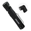 Philips(フィリップス) ledライト 小型 懐中電灯 強力 フラッシュライト 1000ルーメン 高輝度 Type-C充電式 首振り 作業灯90°回転/18650電池交換可/クリップ付/マグネット/低電量提示L字 L型 胸ライトSFL5806BK(4)